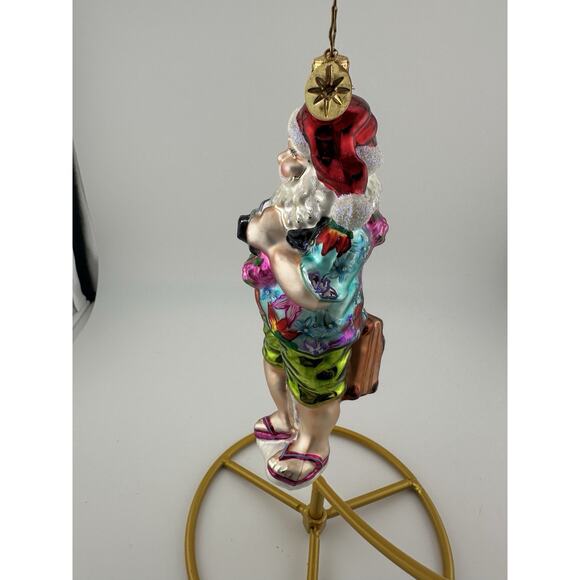 Christopher Radko "Vacation Santa" Hand Blown Glass Ornament 6 Inches - Picture 2 of 6